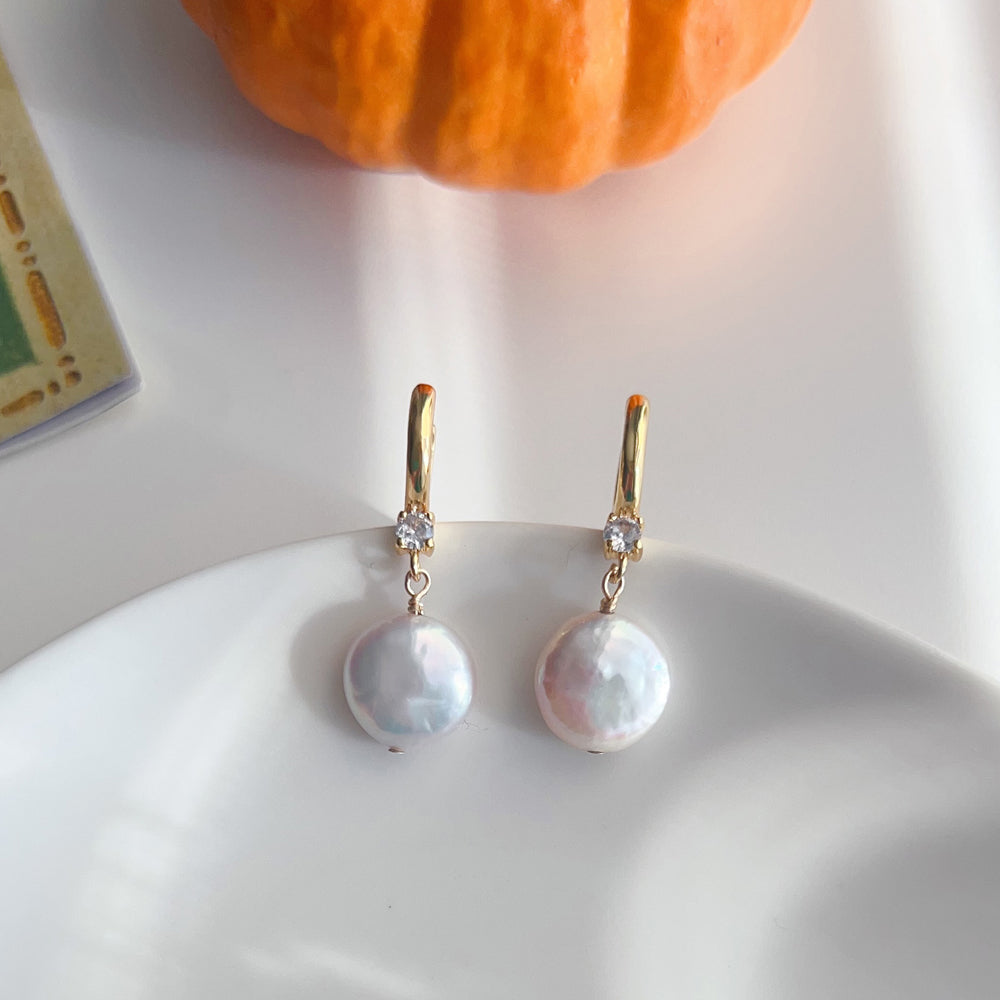 Baroque Pearl Dangle Drop Earring Hoops