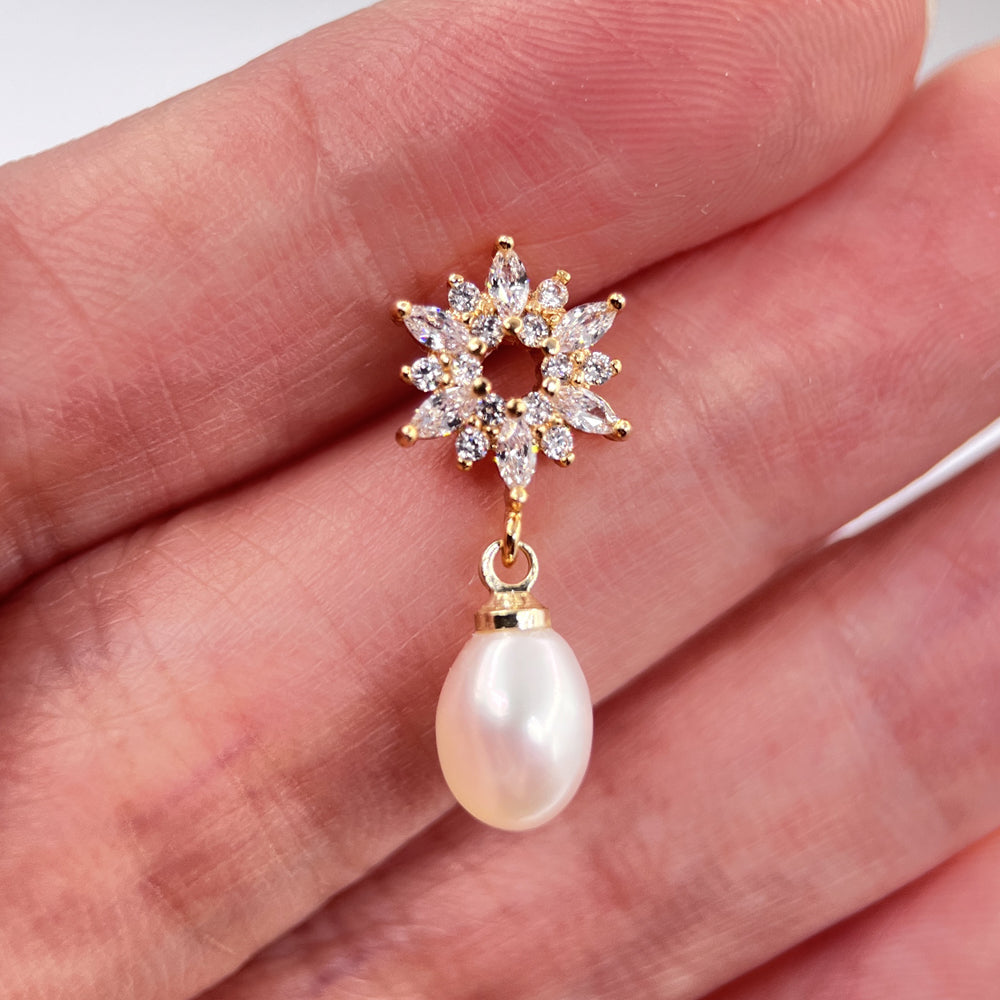 Sterling Silver AAA Freshwater Pearl Drop Earrings