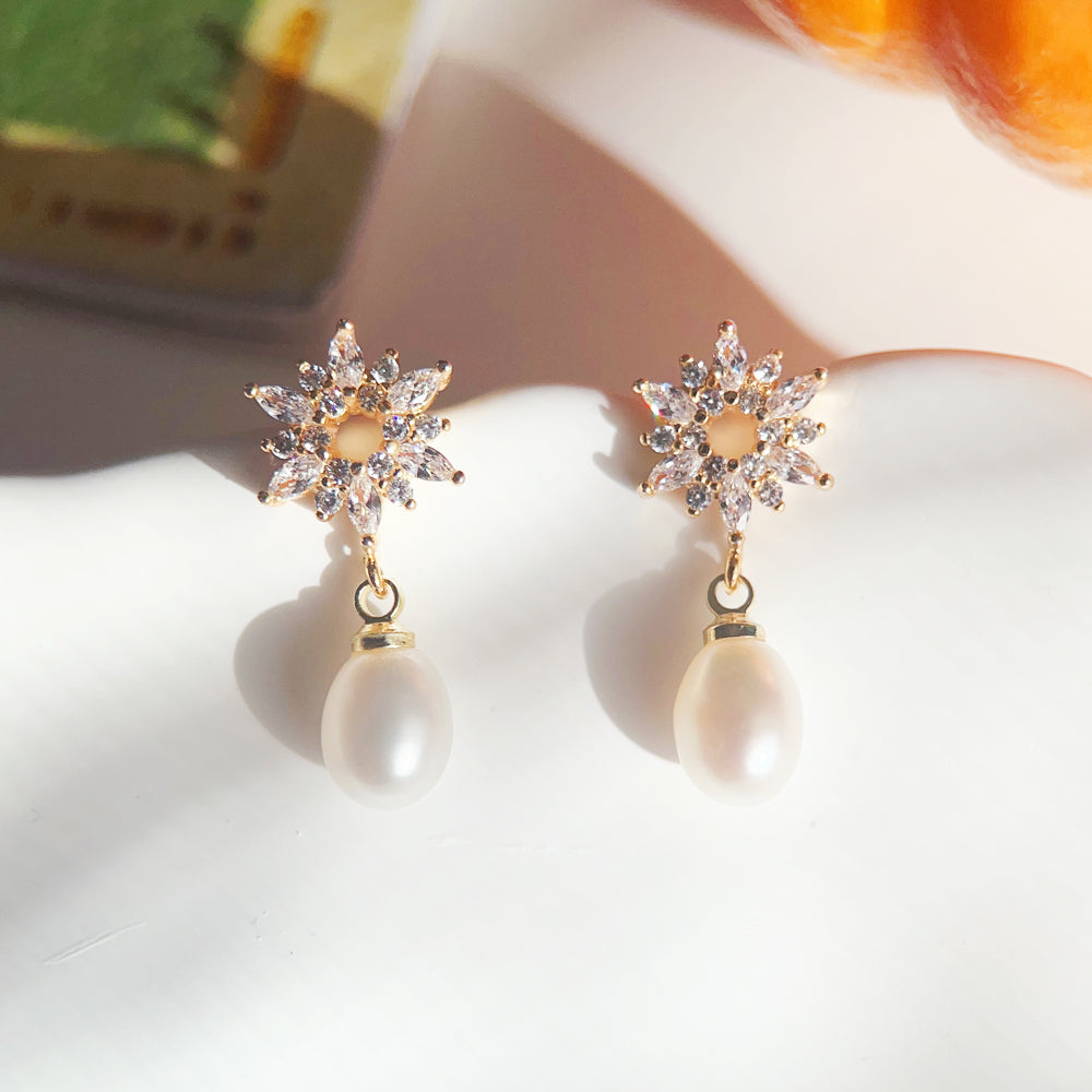 Sterling Silver AAA Freshwater Pearl Drop Earrings
