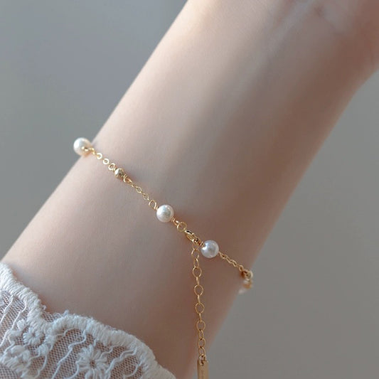 14K Gold Freshwater Pearls Bracelet