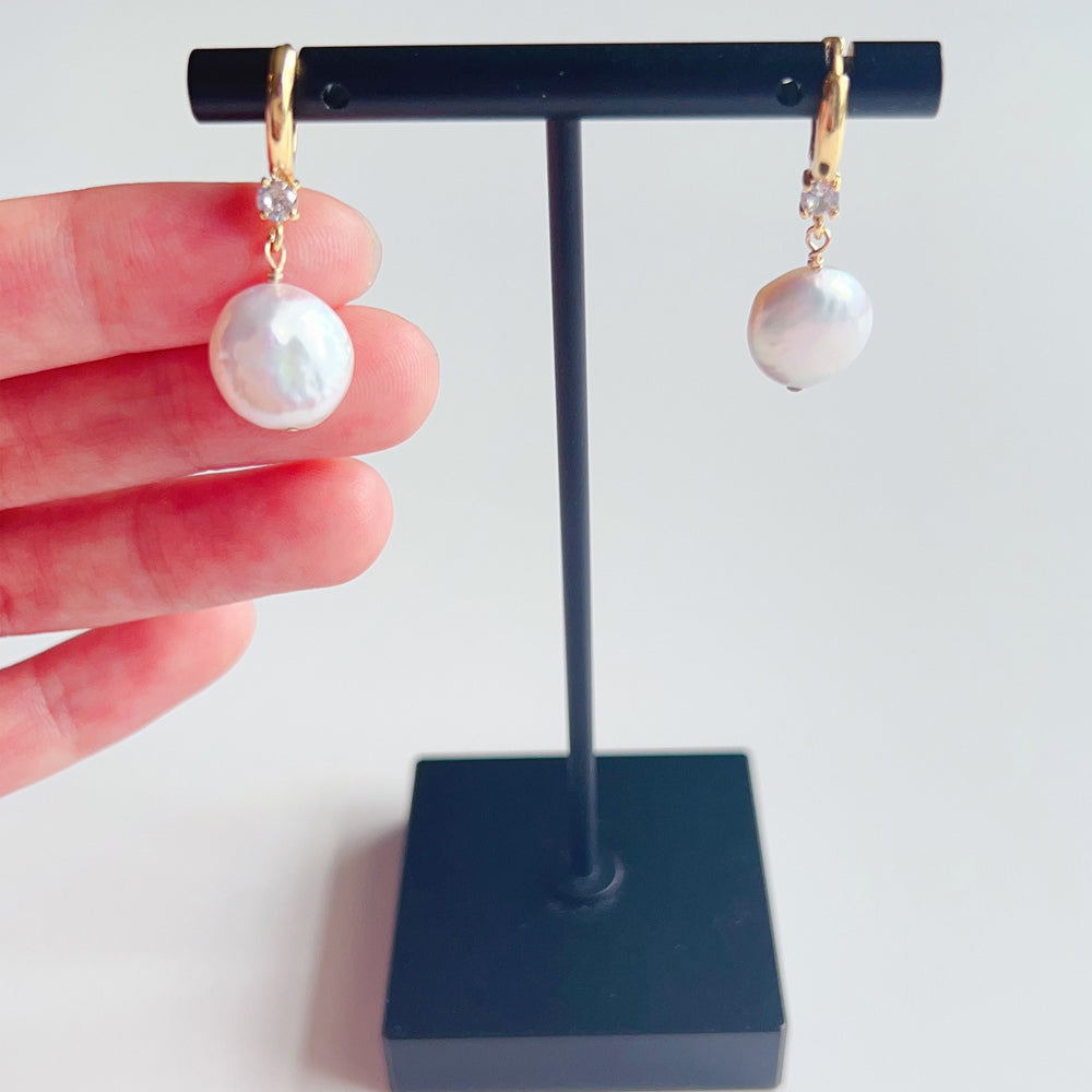 Baroque Pearl Dangle Drop Earring Hoops