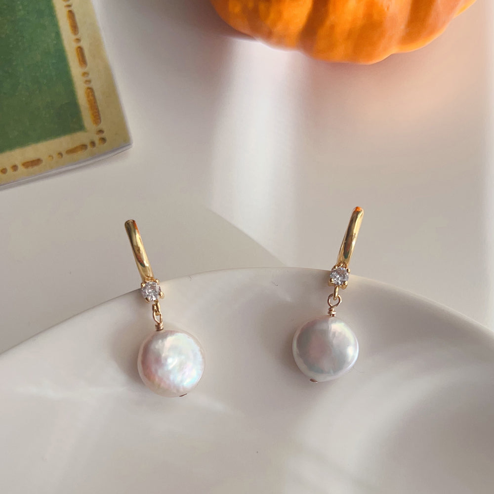 Baroque Pearl Dangle Drop Earring Hoops