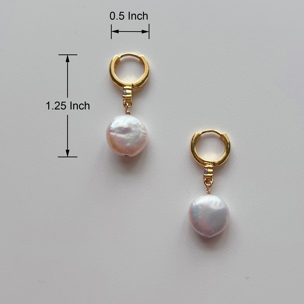 Baroque Pearl Dangle Drop Earring Hoops