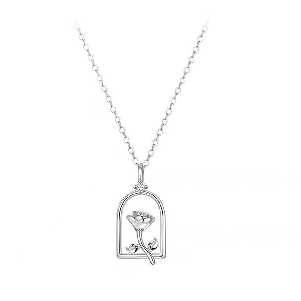 Sterling Silver Rose necklace S925