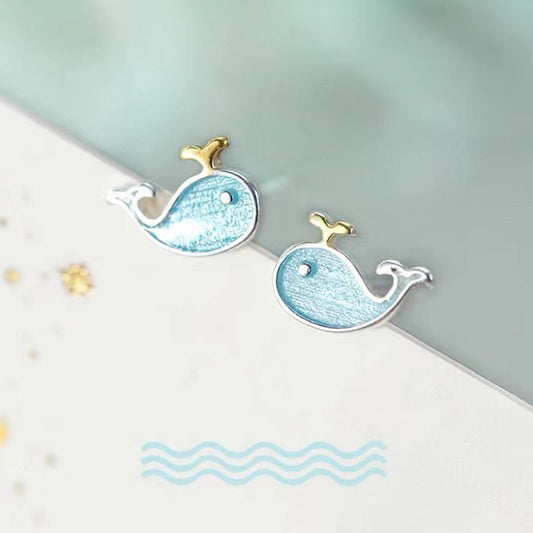 S925 Sterling Sliver Post Dolphin Earring Studs