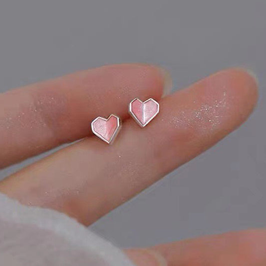 S925 Sterling Sliver Post Heart Earring Studs