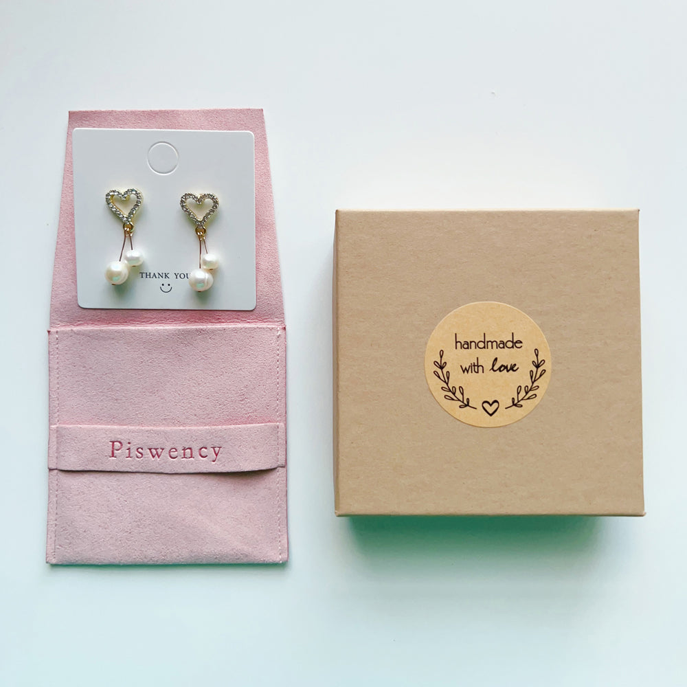 Freshwater Pearls Heart Dangle CZ Earrings