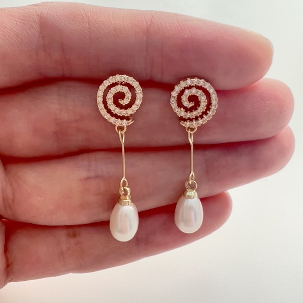 Sterling Silver AAA Freshwater Pearl Drop Earrings (Lollipops)