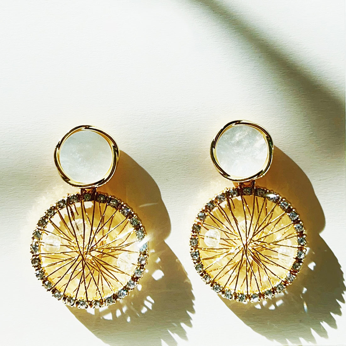 925 Sterling Silver Drop Earrings with 14K Gold Plated