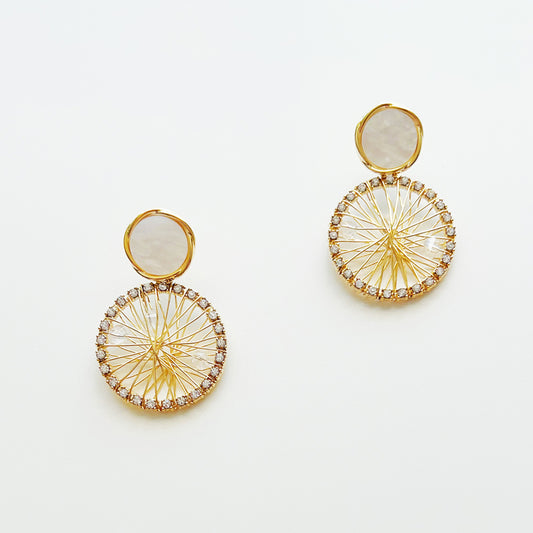 925 Sterling Silver Drop Earrings with 14K Gold Plated