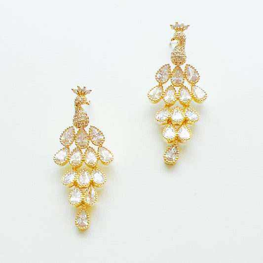 925 Sterling Silver Peacock Earrings with 14K Gold Plated