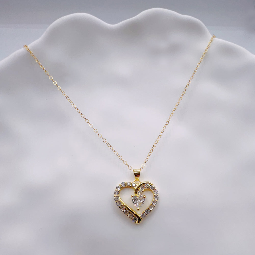 14K Gold Filled Heart Pendant Necklace