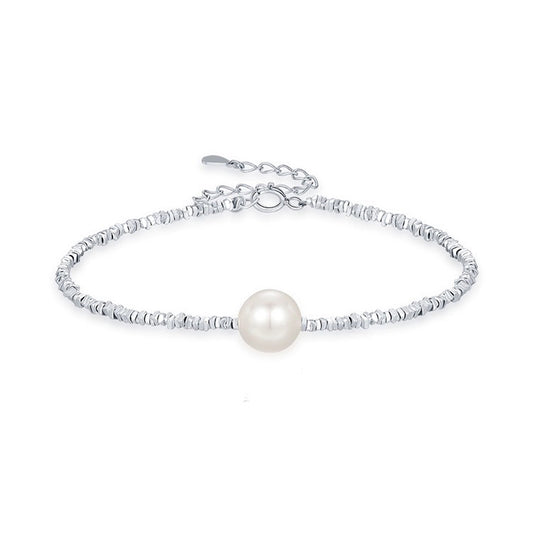 Sterling Sliver Nugget Beads Freshwater Pearls Bracelet