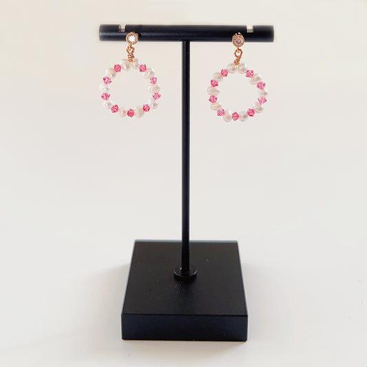 Freshwater Pearl & Crystal Beads Stud Earrings